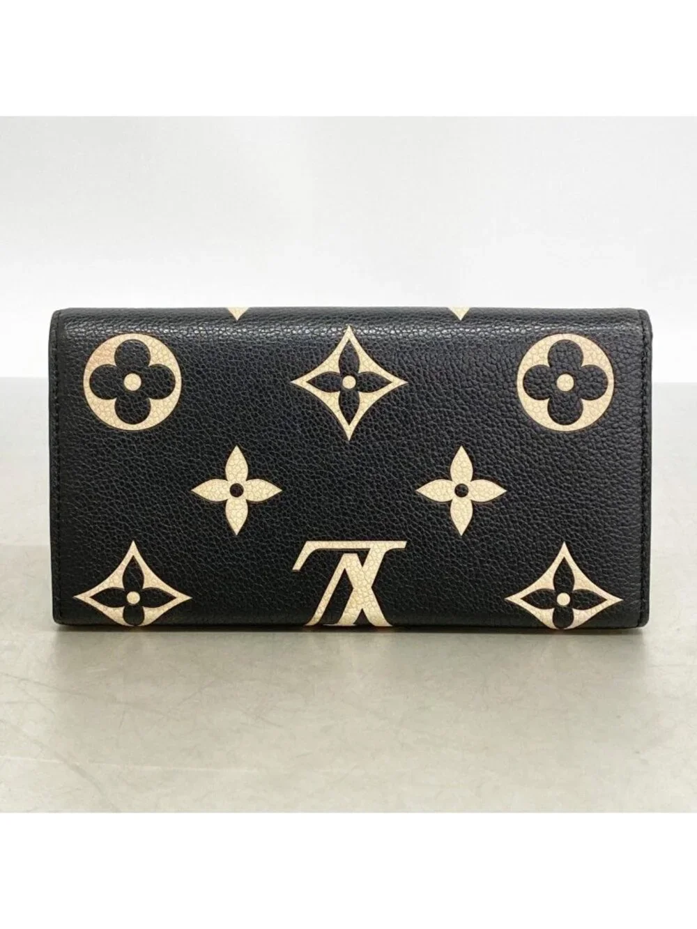 Louis Vuitton Wallet Monogram Empreinte Bicolor Portefeuille Sarah Black Beige